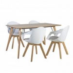 S&ouml;&ouml;gikomplekt HELENA 4 tooliga (37034), 140x80xH74cm, lauaplaat: tammespoonist MDF, viimistlus: lakitud