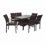 Aiam&ouml;&ouml;bel WICKER laud ja 4+2 tooli (11897, 1336), 150x100xH74cm, v&auml;rvus: pruun
