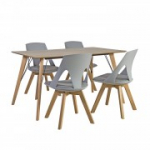 S&ouml;&ouml;gikomplekt HELENA 4 tooliga (37036), 140x80xH74cm, lauaplaat: tammespoonist MDF, viimistlus: lakitud