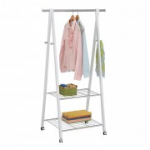 Riideriiul FOREST 2-riiulit ja 4 konksu 85x52xH152cm, materjal: m&auml;nd / teras, v&auml;rvus: valge / kroom