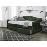 Sahtlitega voodi ALOHA (221x98 cm) tumeroheline samet