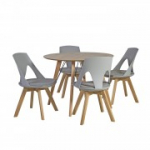 S&ouml;&ouml;gilauakomplekt HELENA 4 tooliga (37036), D100xH75cm, lauaplaat: tammespoon MDF, viimistlus: lakitud