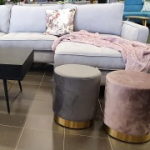 Pouf LA PERLA D35xH42cm, kattematerjal: sametkangas, v&auml;rvus: hall