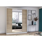 Peegliga riidekapp RICO 204 cm valge / sonoma tamm + peegel