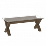 Diivanilaud TURIN 121,6x60,6xH43cm, klaasplaat, heledast tammepuidust jalad