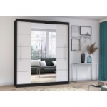 Idzczak Peegliga riidekapp RICO (v&auml;rvid) 204 cm valge + peegel must LED profiil 200