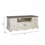 TV laud SAMIRA UUS, 5 sahtliga, 117x53xH50cm, materjal: puit, v&auml;rvus: antiikvalge/pruun