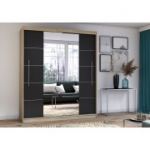 Peegliga riidekapp Idzczak RICO ( 204 cm) sonoma tamm must + Peegelprofiil LED 200