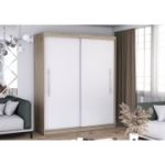 Riidekapp RICO 204 cm tamm sonoma valge + LED profiil 200