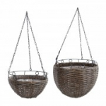 Ripplillepott WICKER 2tk D30xH27 / 60cm, D25xH15 / 58cm, tumepruun