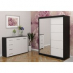 Riidekapp VISTA 05 + Kummut FRIDA 01 must / valge + peegel