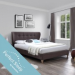 Voodi VICTORIA madratsiga HARMONY TOP (86864) 160x200cm, polster m&ouml;&ouml;blitekstiilist, v&auml;rvus: pruun