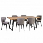 S&ouml;&ouml;gikomplekt LISBON 6 tooliga (18103) 220x100xH75cm, lauaplaat: naturaalse tammespooniga m&ouml;&ouml;bliplaat