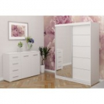 Riidekapp VISTA 05 + Kummut FRIDA 01 valge + peegel