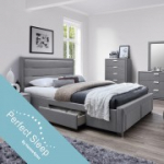 Voodi CAREN 160x200cm, sahtlite ja madratsiga HARMONY TOP, hall