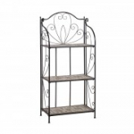 MOSAIC riiul 60x30xH128cm, 3 riiuliga, mosaiik: tumehall/pruun kivi, metallraam, v&auml;rvus: must