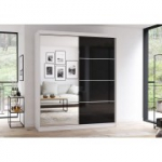 Riidekapp MULTI 31 (183 cm) Valge + Must poolmatt + peegel