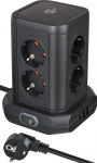 Pikendusjuhe 2,0m 8-pesa + 2x USB A, 1x USB C