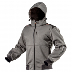 Tuule- ja veekindel jope, Softshell, kapuutsiga S/48, hall