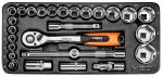 Padrunite komplekt 1/2" 8-36mm, 27-osaline k&auml;ru sahtlisse