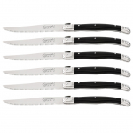 Laguiole Steaknugade komplekt, must, 6 tk., koos puidust alusega