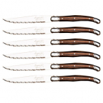 Laguiole Hammastatud steaknugade komplekt, pruun, 6 tk., koos puidust alusega