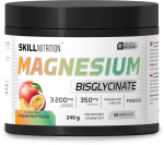 Magneesiumbisgl&uuml;tsinaadi pulber, marakuja-virsik &ndash; 240 g &ndash; Skill Nutrition