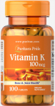 Vitamin K, 100mcg - 100 tabs - Puritan's Pride