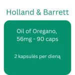 Oregano&otilde;li, 56 mg &ndash; 90 kapslit &ndash; Holland & Barrett