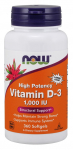 Vitamin D-3, 1000 IU - 360 softgels - NOW Foods
