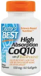 K&otilde;rge imenduvusega CoQ10 koos BioPerine'iga, 100 mg &ndash; 60 pehmet kapslit &ndash; Doctor's Best