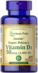 Super-Potentsiaalne D3-vitamiin, 50mcg - 200 pehmendust - Puritan's Pride