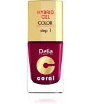 Delia Cosmetics Coral Hybrid Gel k&uuml;&uuml;nelakk nr 12 Burgundia 11 ml