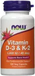 Vitamin D-3 & K-2 - 120 vcaps - NOW Foods