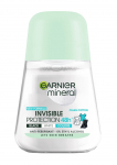 Garnier Mineral Deodorant Roll-on Invisible Protection 48h Clean Cotton - must, valge, v&auml;rvid 50 ml
