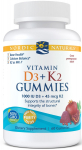 D3+K2-vitamiiniga kummikommid, granaat&otilde;una maitsega &ndash; 60 t&uuml;kki &ndash; Nordic Naturals