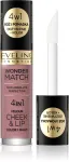 Eveline Wonder Match p&otilde;sepuna ja vedel huulepulk 4in1 nr 02 4,5 ml