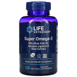 Super Omega-3 EPA/DHA kala&otilde;li, seesami lignaanid ja oliiviekstrakt &ndash; 120 pehmet kapslit &ndash; Life Extension