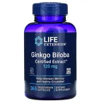 Ginkgo biloba, sertifitseeritud ekstrakt, 120 mg &ndash; 365 kapslit &ndash; Life Extension