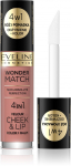 Eveline Wonder Match p&otilde;sepuna ja vedelad huulepulgad 4in1 nr 01 4,5 ml