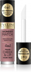 Eveline Wonder Match p&otilde;sepuna ja vedelad huulepulgad 4in1 nr 02 4,5 ml
