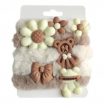 ECARLA komplekt 5-in-1 Puffy juuksel&otilde;ngad m&auml;rgil Pruun ja valge GUM174