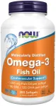 Omega-3 Fish Oil, Molecularly Distilled - 200 softgels - NOW Foods