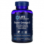 Super Omega-3 EPA/DHA koos seesami lignaanide ja oliiviekstraktiga &ndash; 120 maos&otilde;braliku kattega pehmekapslit &ndash; Life Extension