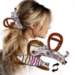 ECARLA juukselukk kass, kala XL 8x6cm p&auml;rlmutter pruun SP369