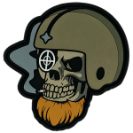 101 Inc. 3D PVC Bearded Skull Pilot Militaarne embleem