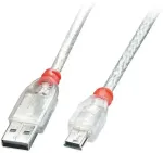 "LINDY USB 2.0 kaabel, t&uuml;&uuml;p A/Mini-B, l&auml;bipaistev, M/M, 1 m"