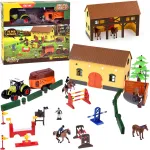 HORSE FARM Tractor with trailer + figures RIDING SCHOOL ZA6276