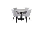 Estelle Round Dining Table &oslash;106 H75 - White / Black+Plaza Dining chair - Black legs - Light Grey Fabric_4