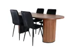 Bianca Oval Dining Table , Walnut Black Veneer+Windu Lyx Chair , Black Black Velvet_4